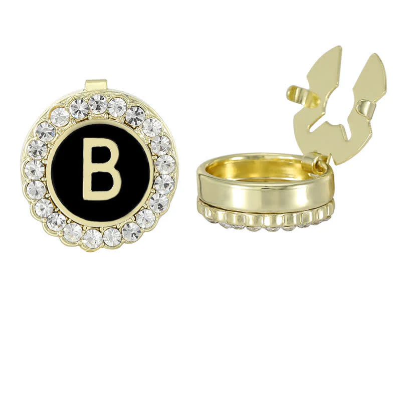 1 Pair Black & Gold Initials Snap-On Shirt Button Covers - Image 6