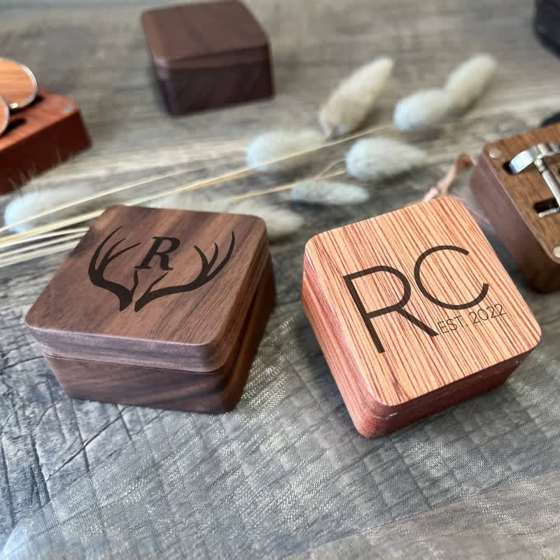 1 Pair Classic Custom Name Wooden Cufflinks with Box - Image 2