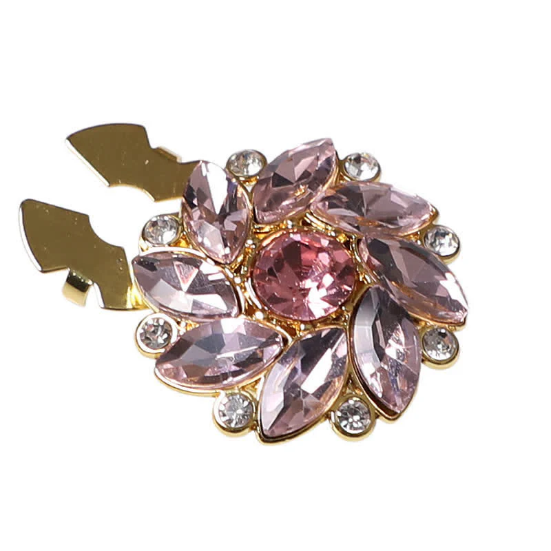 1 Pair Crystal Flower Rhinestone Snap-On Shirt Button Covers - Image 2