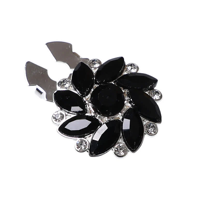 1 Pair Crystal Flower Rhinestone Snap-On Shirt Button Covers - Image 4