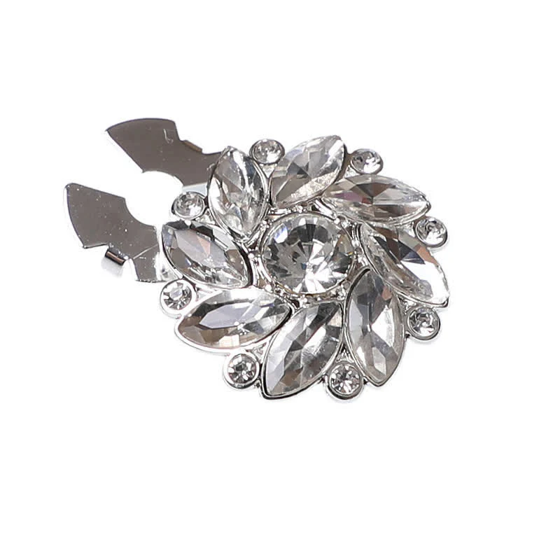 1 Pair Crystal Flower Rhinestone Snap-On Shirt Button Covers - Image 6
