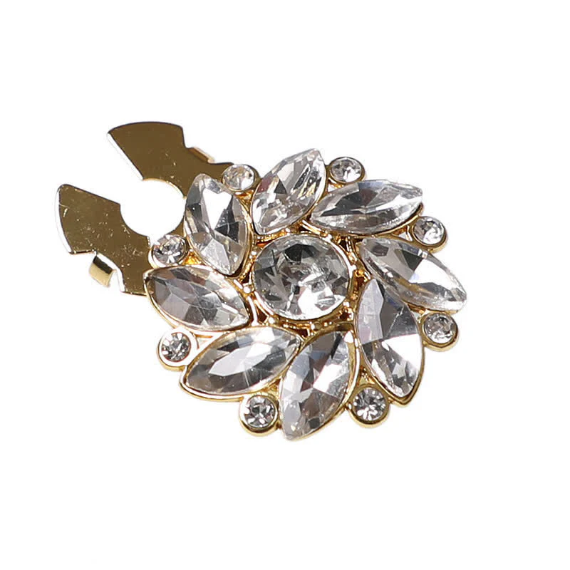 1 Pair Crystal Flower Rhinestone Snap-On Shirt Button Covers - Image 7