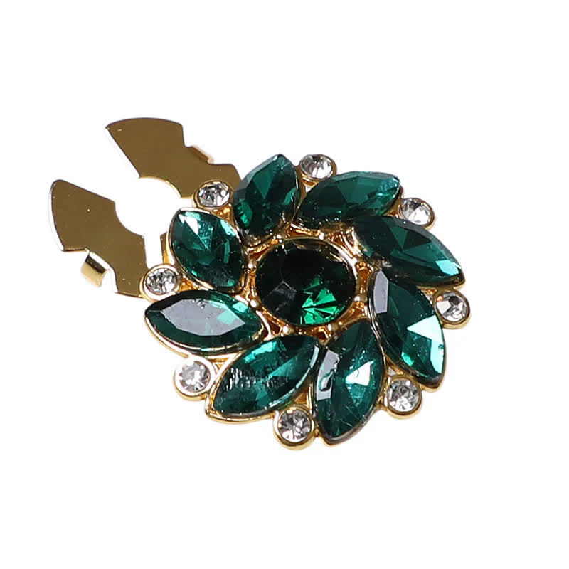 1 Pair Crystal Flower Rhinestone Snap-On Shirt Button Covers - Image 8