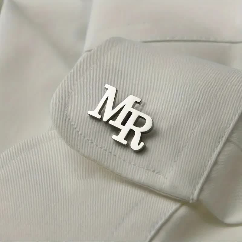 1 Pair Custom Letter Button Covers Set Suit Cufflinks - Image 2