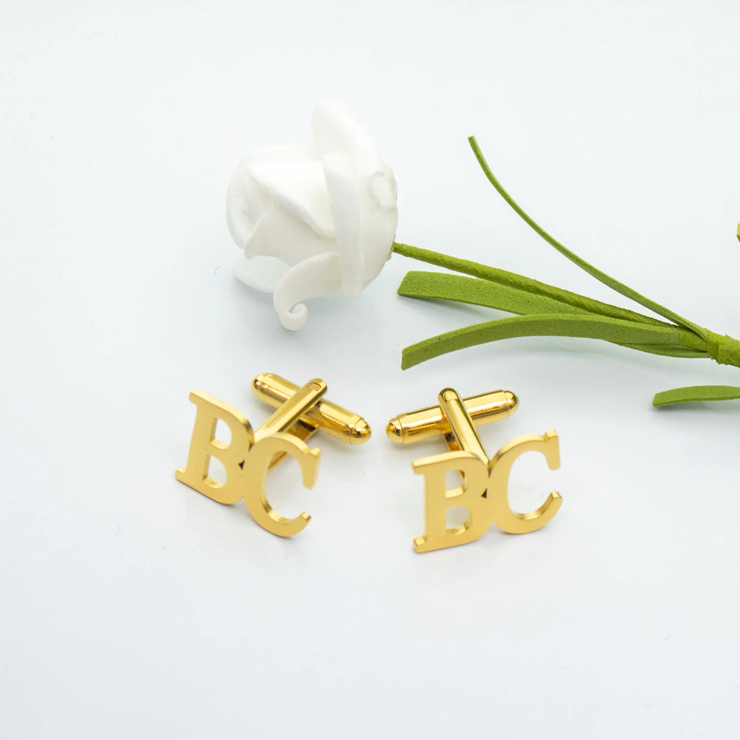 1 Pair Custom Letter Button Covers Set Suit Cufflinks - Image 3