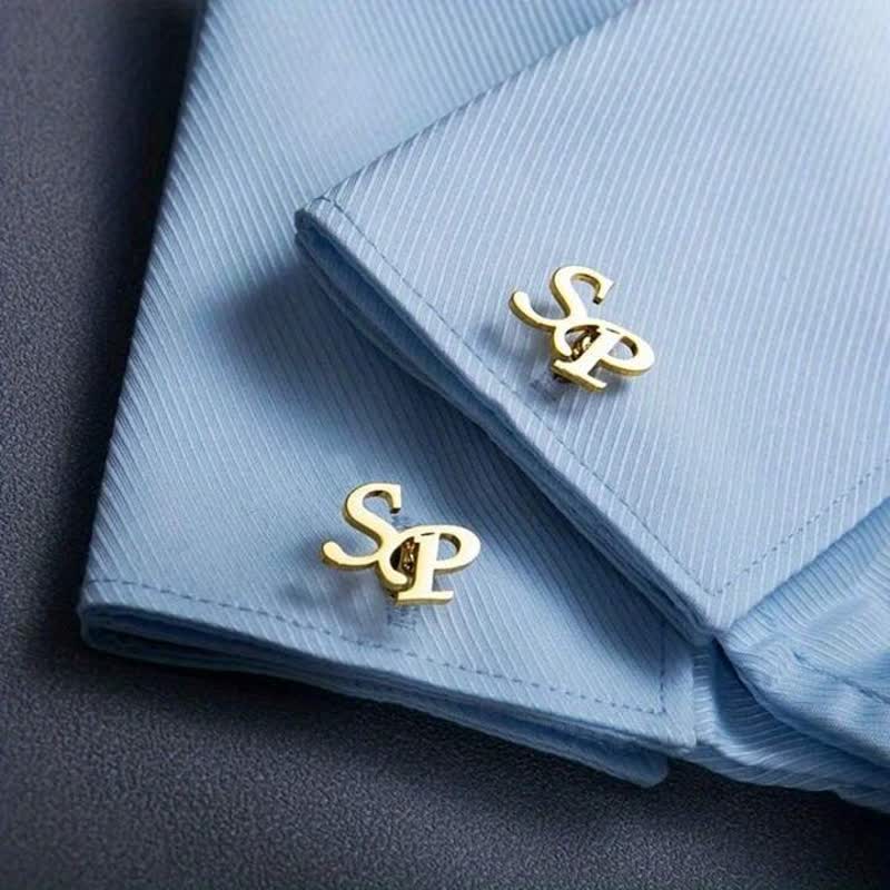1 Pair Custom Letter Button Covers Set Suit Cufflinks - Image 4