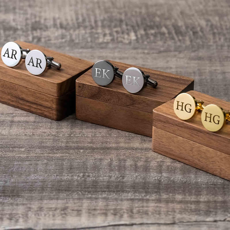 1 Pair Custom Name Metal Cufflinks & Tie Clip Set - Image 6