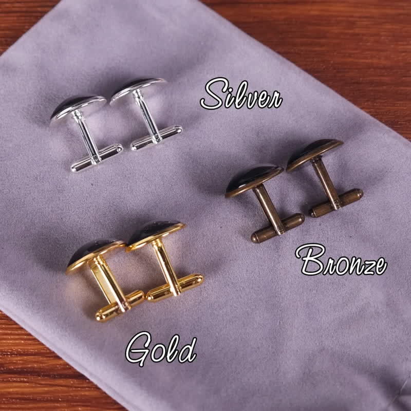 1 Pair Custom Photo & Name Round Shape Suit Cufflinks - Image 3