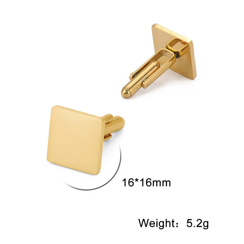 1 Pair Laser Custom Letter Square Round Heart Shape Suit Cufflinks - Image 12