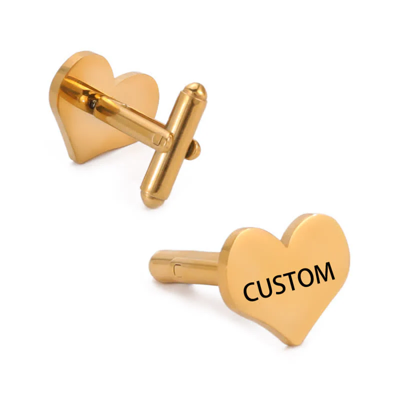 1 Pair Laser Custom Letter Square Round Heart Shape Suit Cufflinks - Image 4