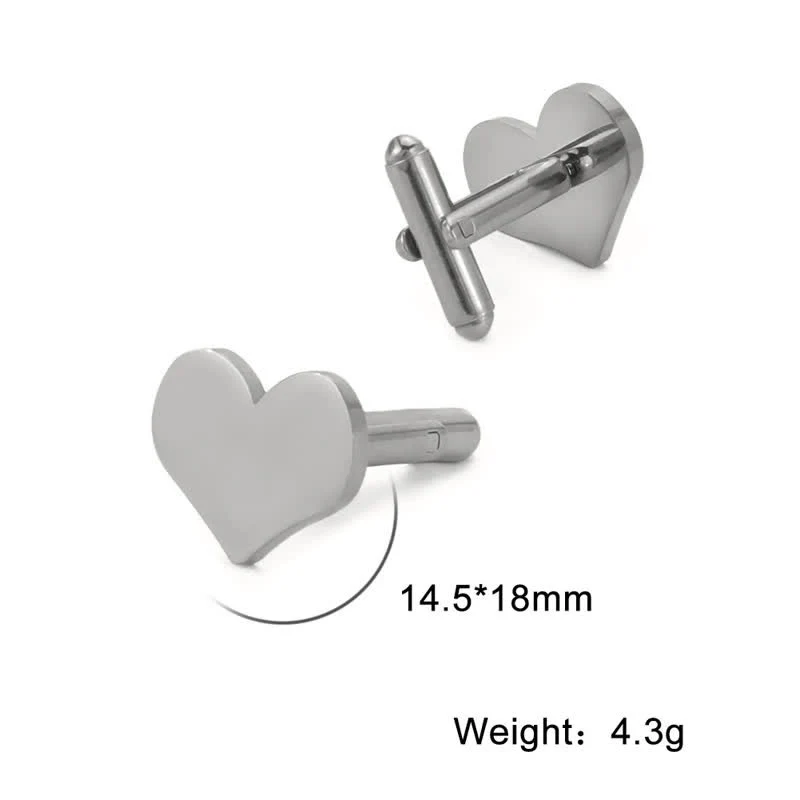 1 Pair Laser Custom Letter Square Round Heart Shape Suit Cufflinks - Image 5