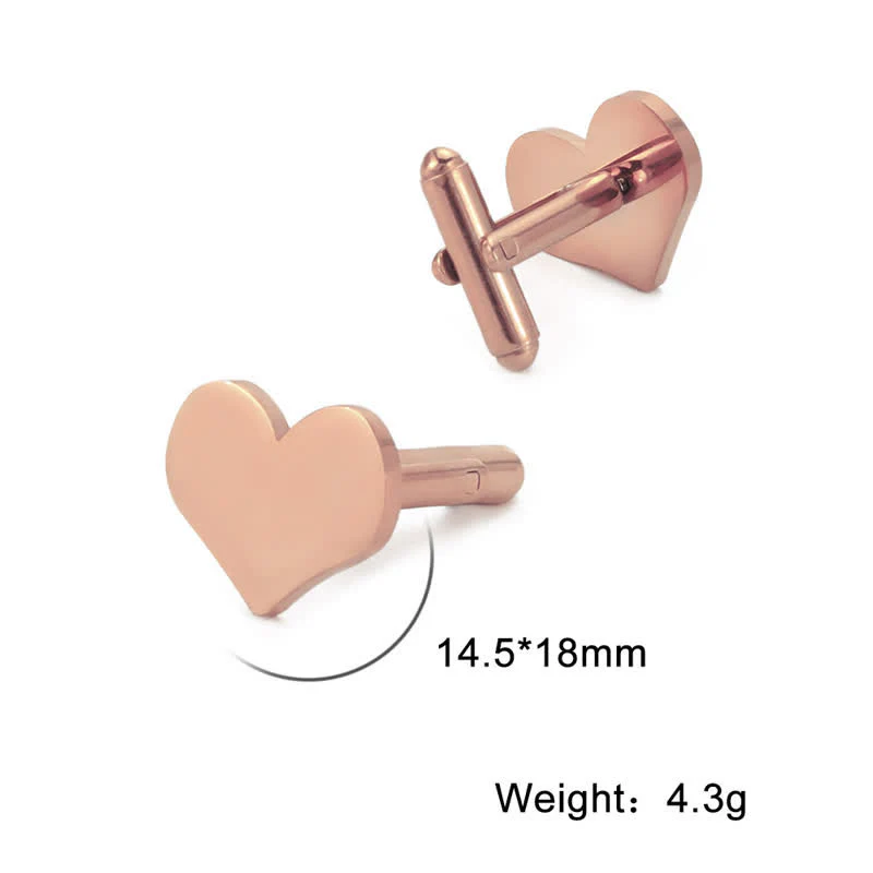 1 Pair Laser Custom Letter Square Round Heart Shape Suit Cufflinks - Image 6
