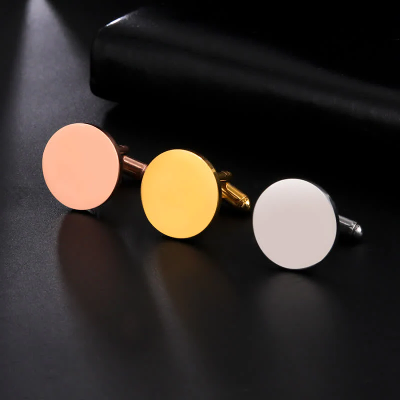 1 Pair Laser Custom Letter Square Round Heart Shape Suit Cufflinks - Image 7