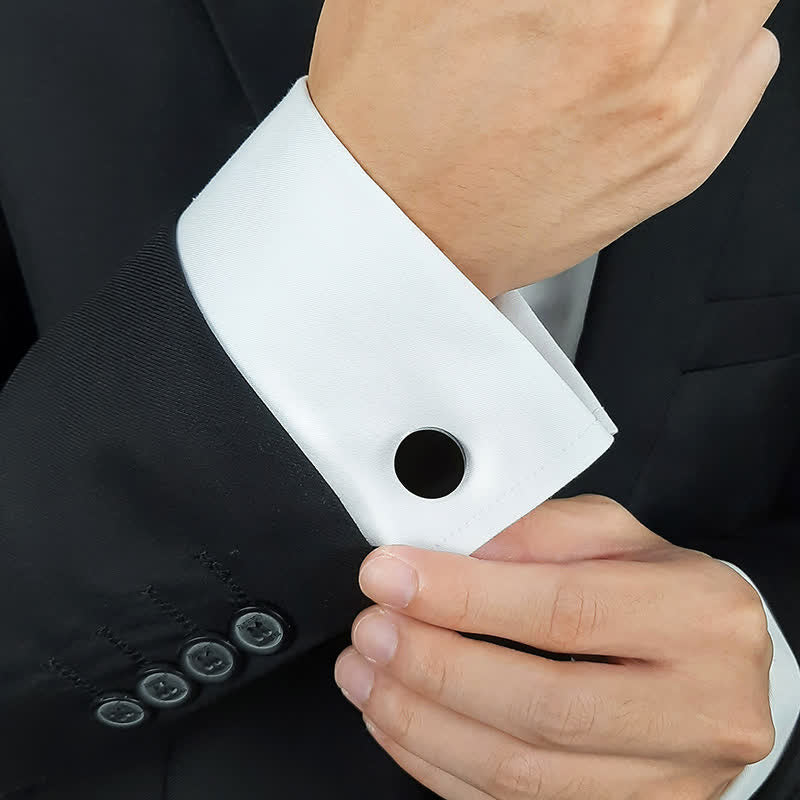 1 Pair Laser Engraved Custom Round Shape Suit Cufflinks - Image 2