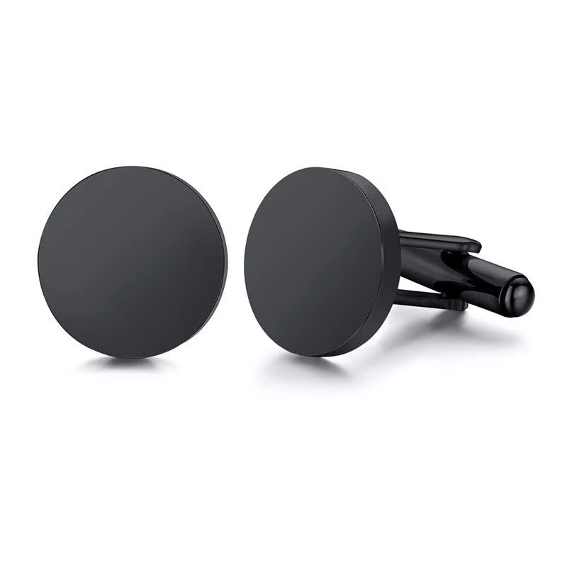 1 Pair Laser Engraved Custom Round Shape Suit Cufflinks - Image 3