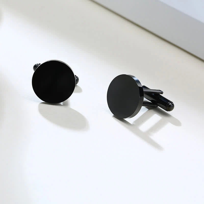 1 Pair Laser Engraved Custom Round Shape Suit Cufflinks - Image 6