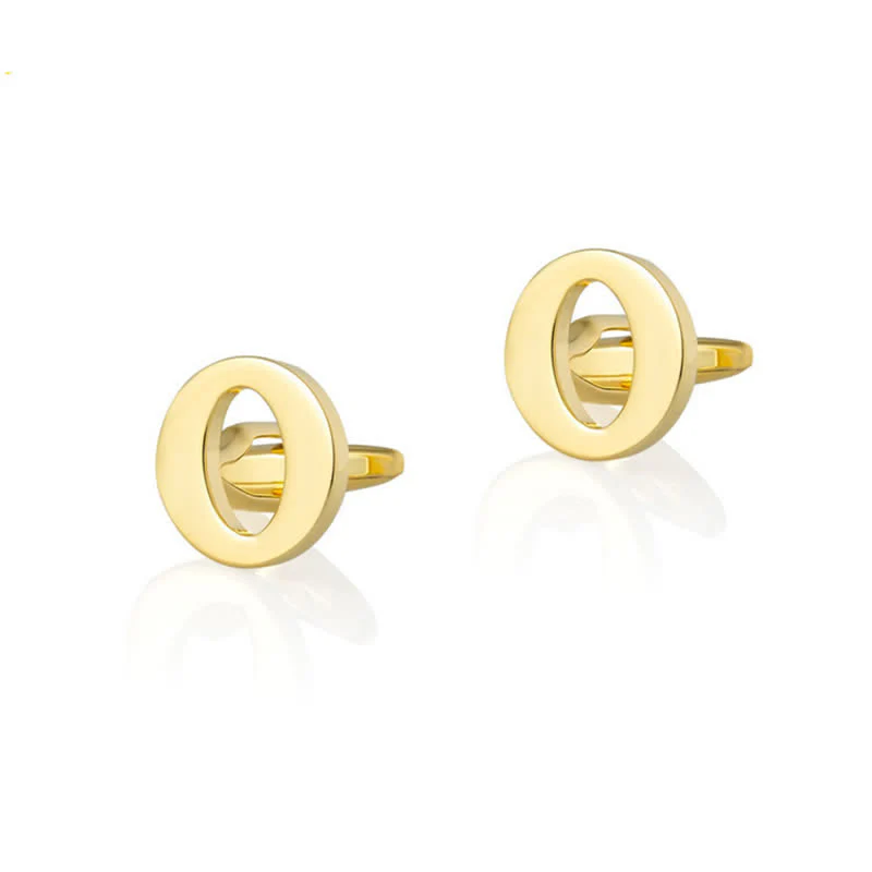 1 Pair Men's Gold Plated Initial Letter 26 Alphabet Cufflinks - Image 16