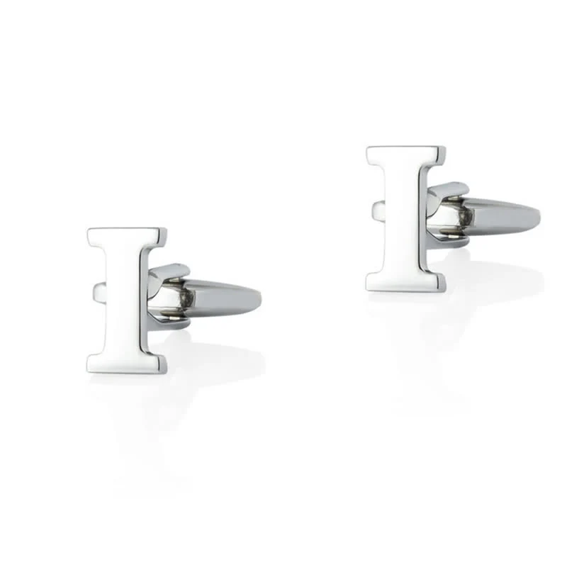 1 Pair Men's Silver Plated Initial Letter 26 Alphabet Cufflinks - Image 10