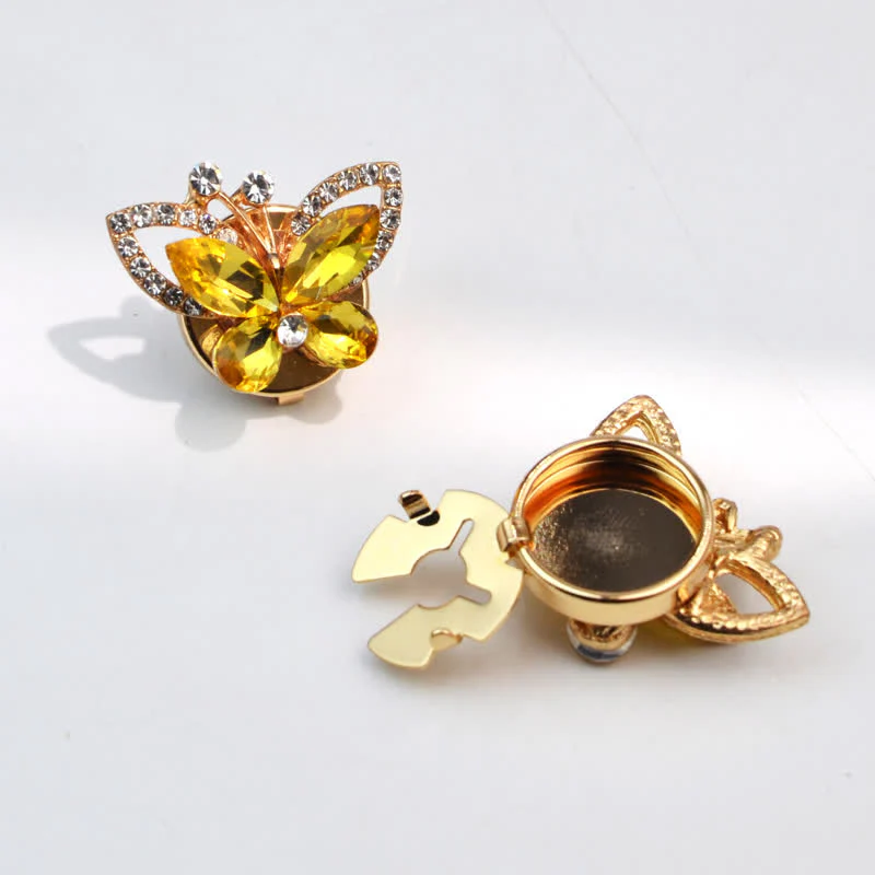 1 Pair Rhinestone Crystal Butterfly Snap-On Shirt Button Covers - Image 10