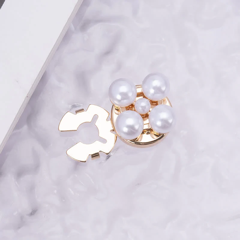 1 Pair Shiny Pearl Rhinestone Snap-On Button Covers - Image 3