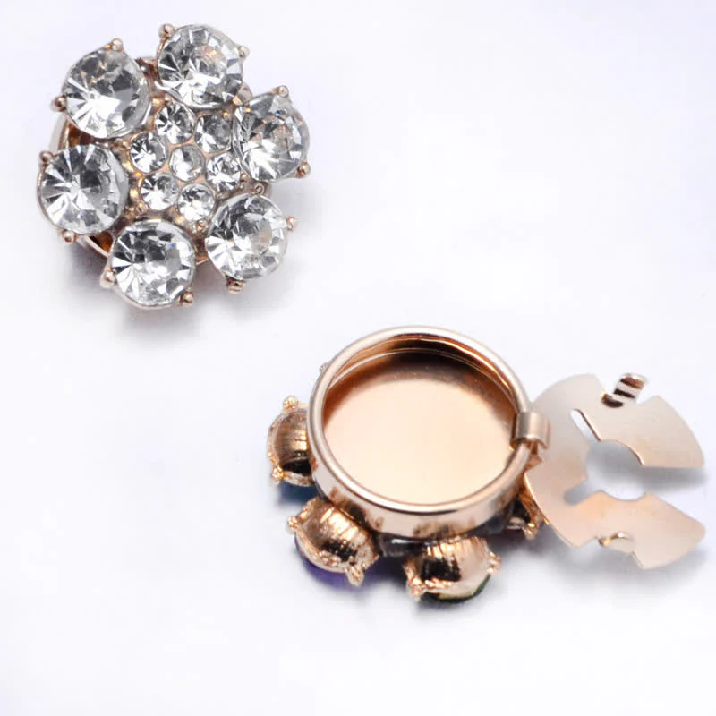 1 Pair Shiny Pearl Rhinestone Snap-On Button Covers - Image 5