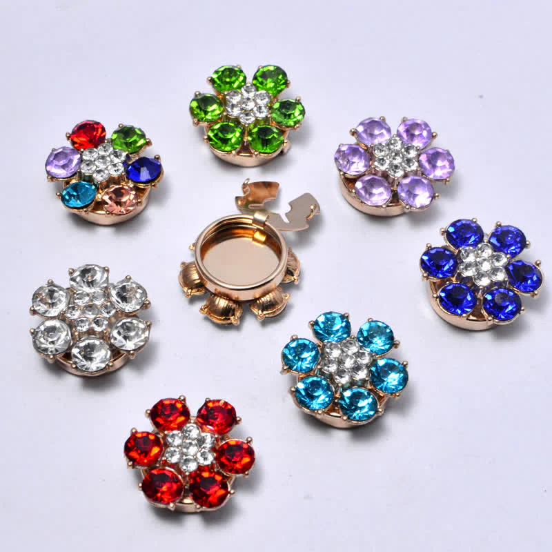 1 Pair Shiny Pearl Rhinestone Snap-On Button Covers - Image 6