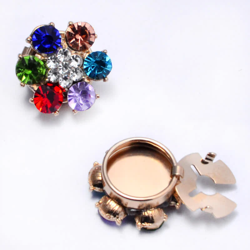 1 Pair Shiny Pearl Rhinestone Snap-On Button Covers - Image 7