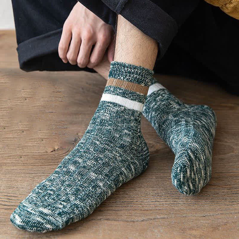 10 Pairs of Snowflake Print Striped Crew Socks - Image 13