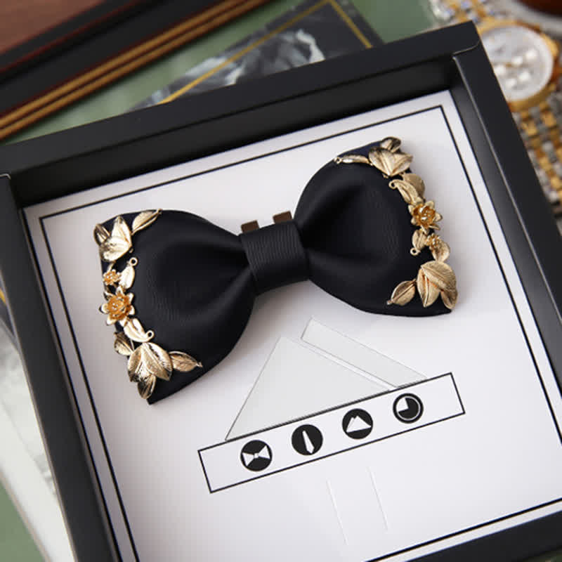 1Pcs Men's Golden Metal Bird Flower Decors Bow Tie - Image 11