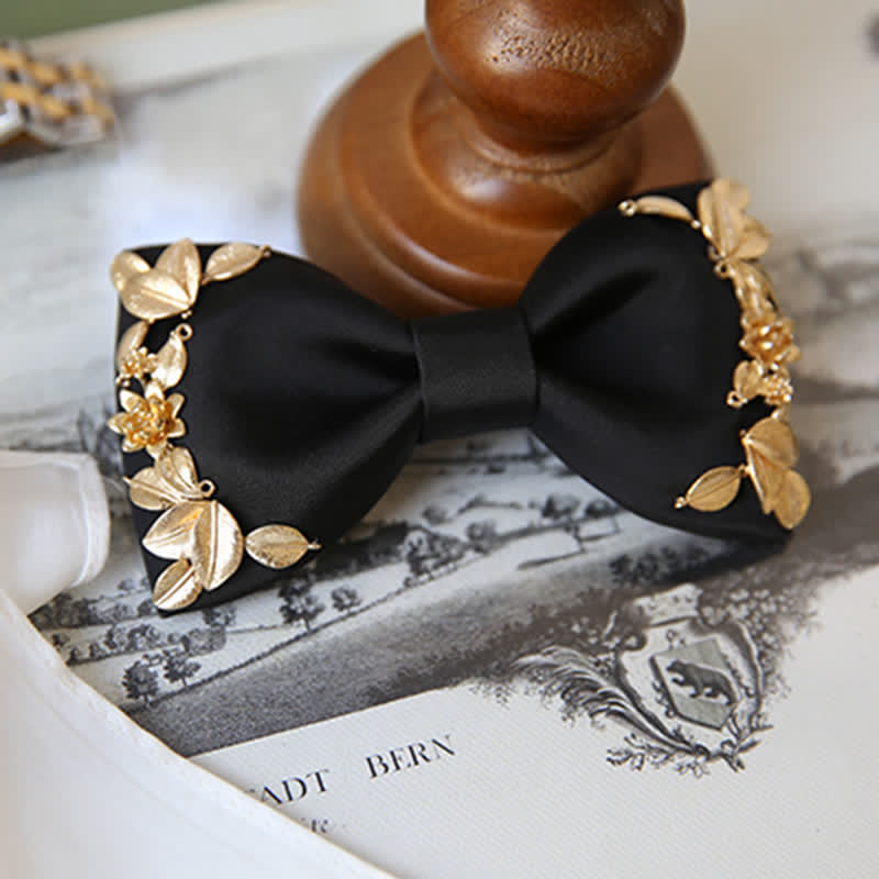 1Pcs Men's Golden Metal Bird Flower Decors Bow Tie - Image 13