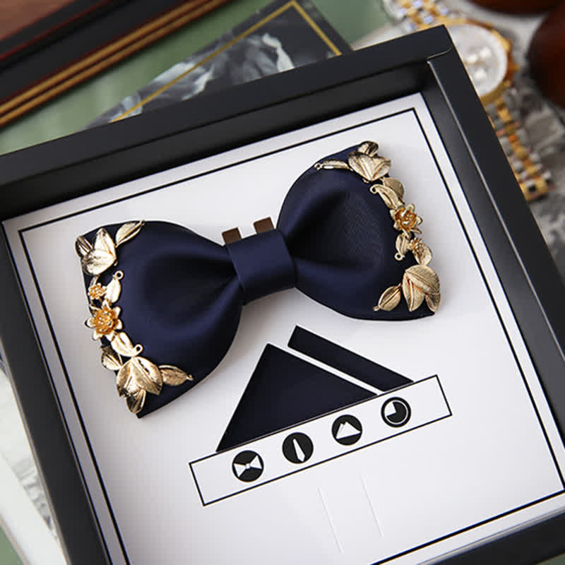 1Pcs Men's Golden Metal Bird Flower Decors Bow Tie - Image 15