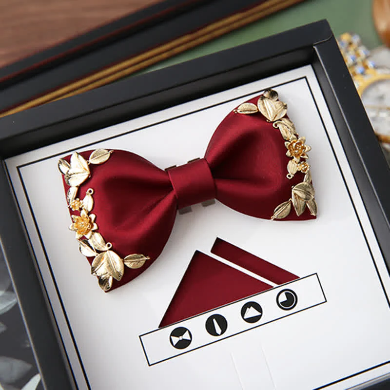 1Pcs Men's Golden Metal Bird Flower Decors Bow Tie - Image 5