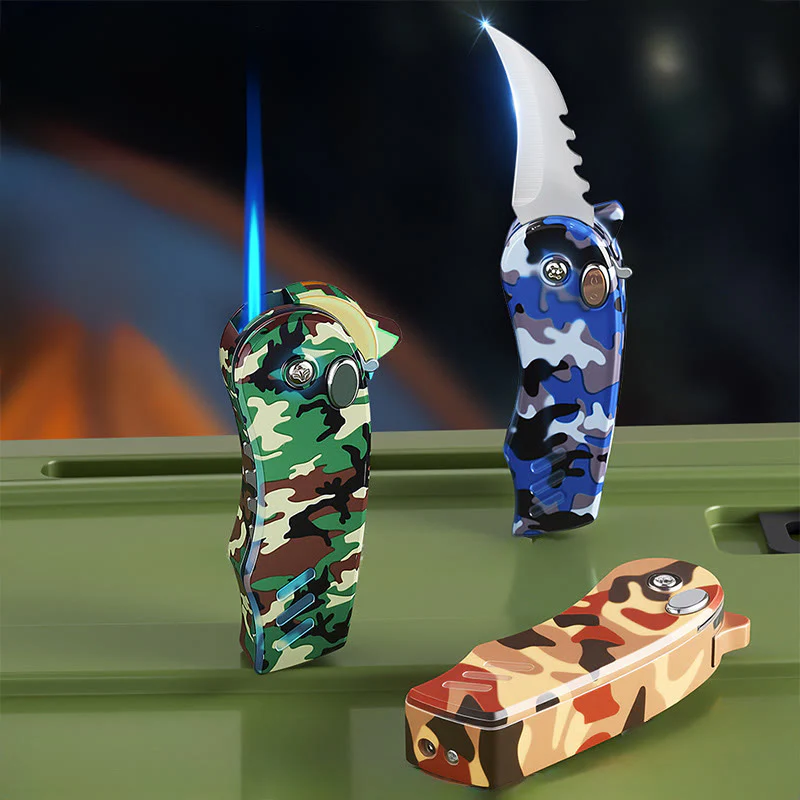2-in-1 EDC-Tool Folding Knife Alloy Butane Lighter - Image 5