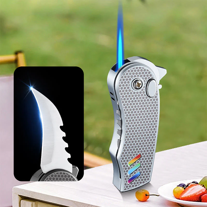 2-in-1 EDC-Tool Folding Knife Alloy Butane Lighter - Image 6