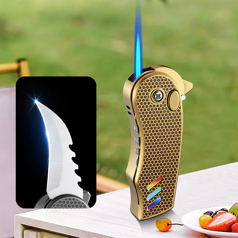 2-in-1 EDC-Tool Folding Knife Alloy Butane Lighter - Image 7