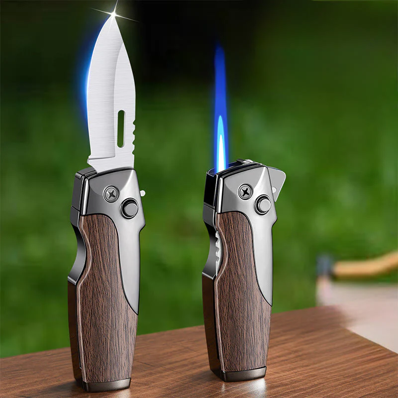 2-in-1 Multifunctional Folding Knife Straight Jet Lighter - Image 8