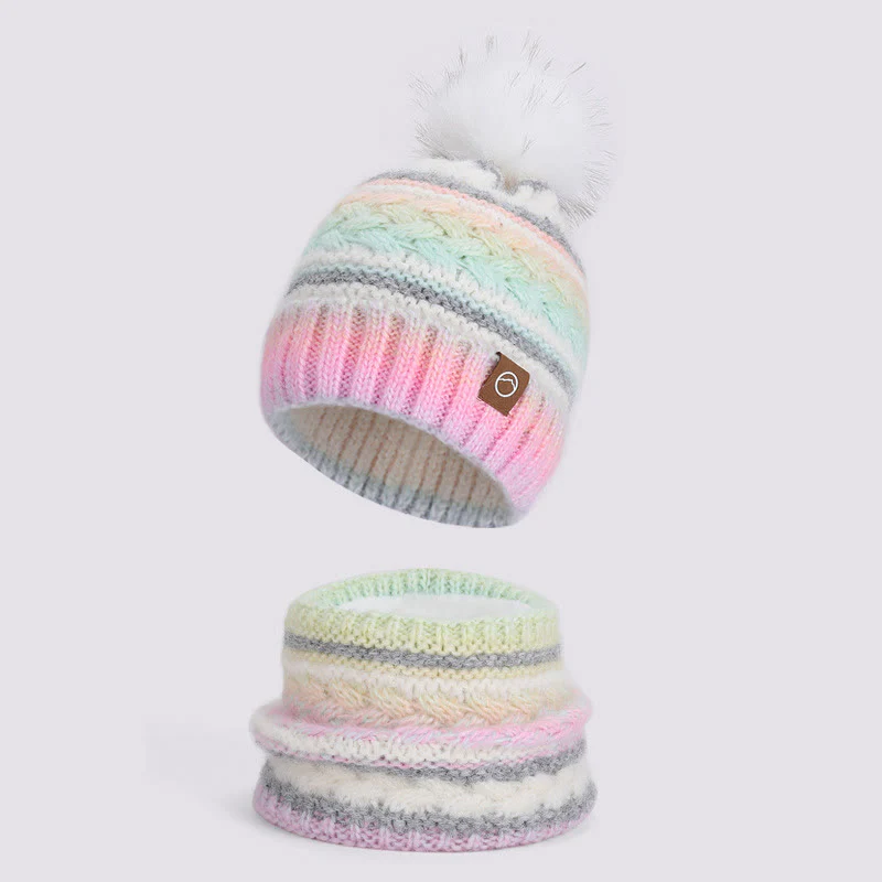 2Pcs Colorful Winter Keep Warm Neck Gaiter Knitted Hat - Image 5