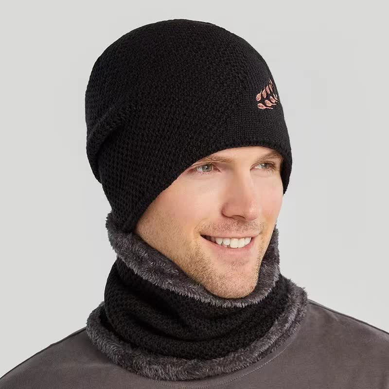 2Pcs Embroidered Wheat Beanie Hat Neck Warmer Set - Image 8