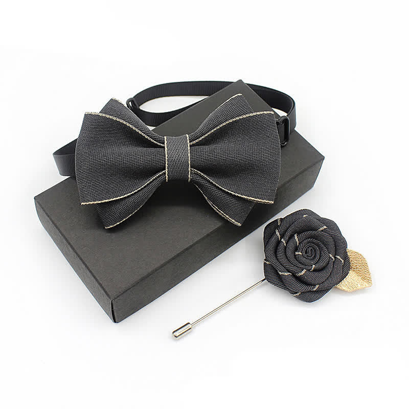 2Pcs Kid's Little Gentleman Multilayer Corsage Bow Tie Set - Image 6