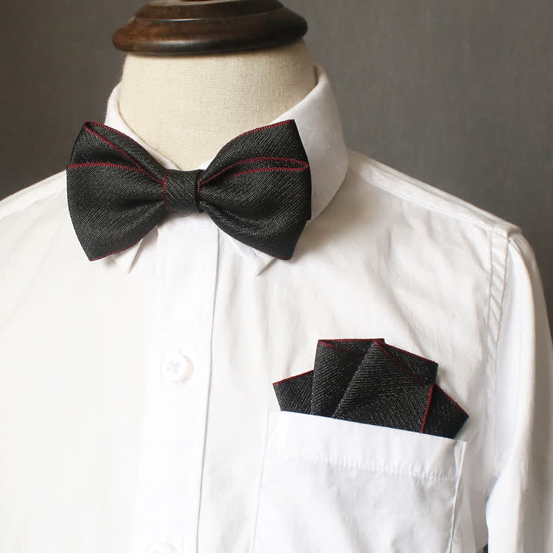 2Pcs Kid's Solid Color Folded Shape Bow Tie Set - Image 7