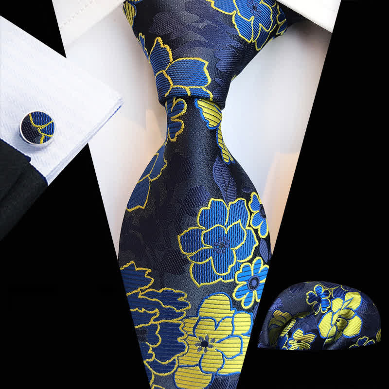 3Pcs Men's Blooming Flowery Necktie Set - Image 3