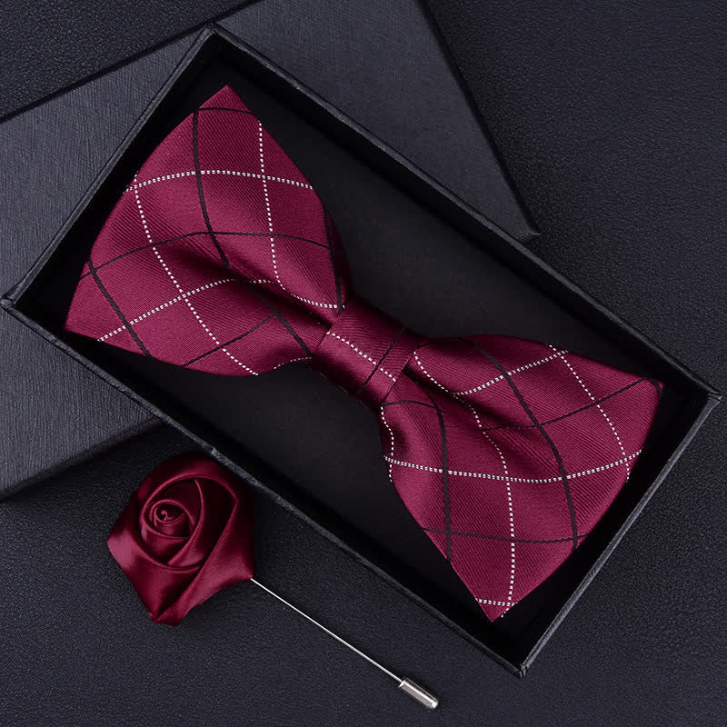2Pcs Men's British Style Plaid Pattern Bow Tie Set - Image 7