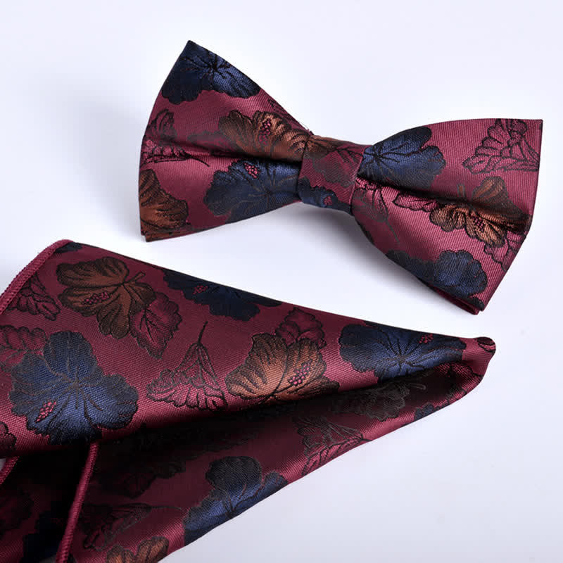 2Pcs Men's Burgundy Formal Business Bow Tie Set - Image 3