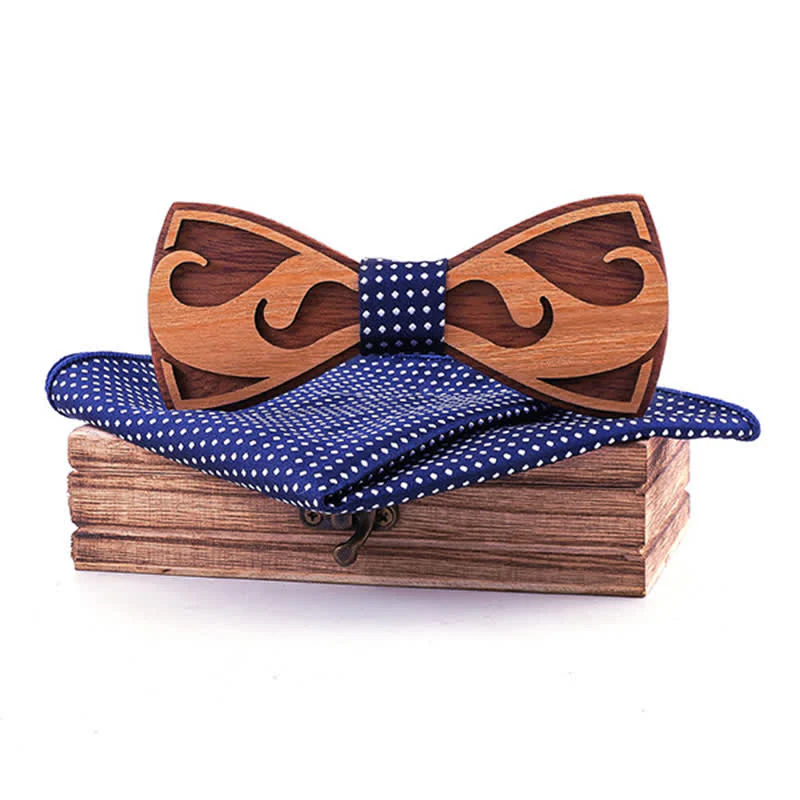 2Pcs Men's Carving Beards Wooden Bow Tie Set - Image 8