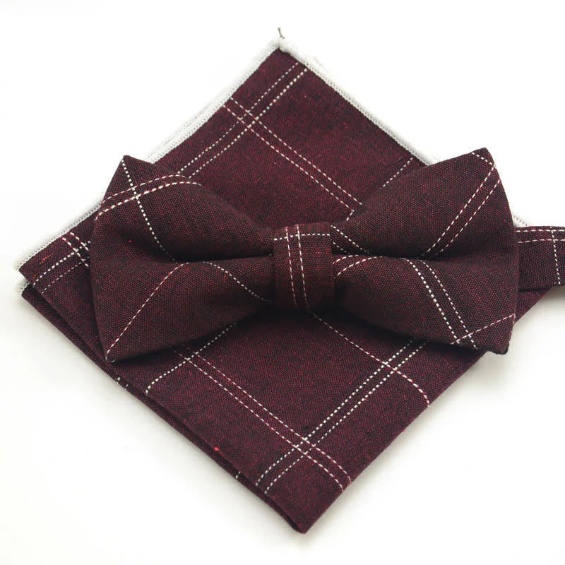 2Pcs Men's Classic Plaid Bow Tie Set - Image 6