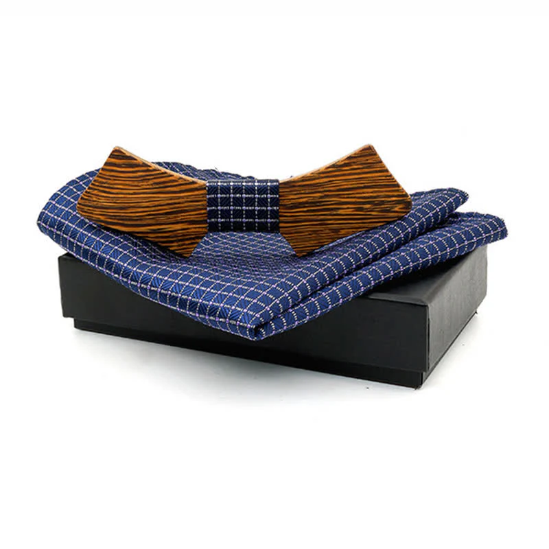 2Pcs Men's Collar-shaped Wooden Bow Tie Set - Image 3