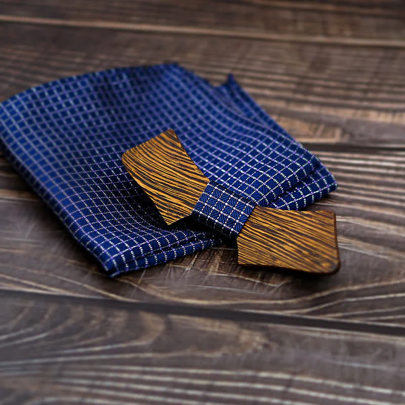 2Pcs Men's Collar-shaped Wooden Bow Tie Set - Image 4