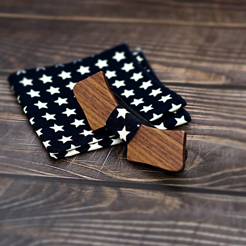 2Pcs Men's Collar-shaped Wooden Bow Tie Set - Image 6