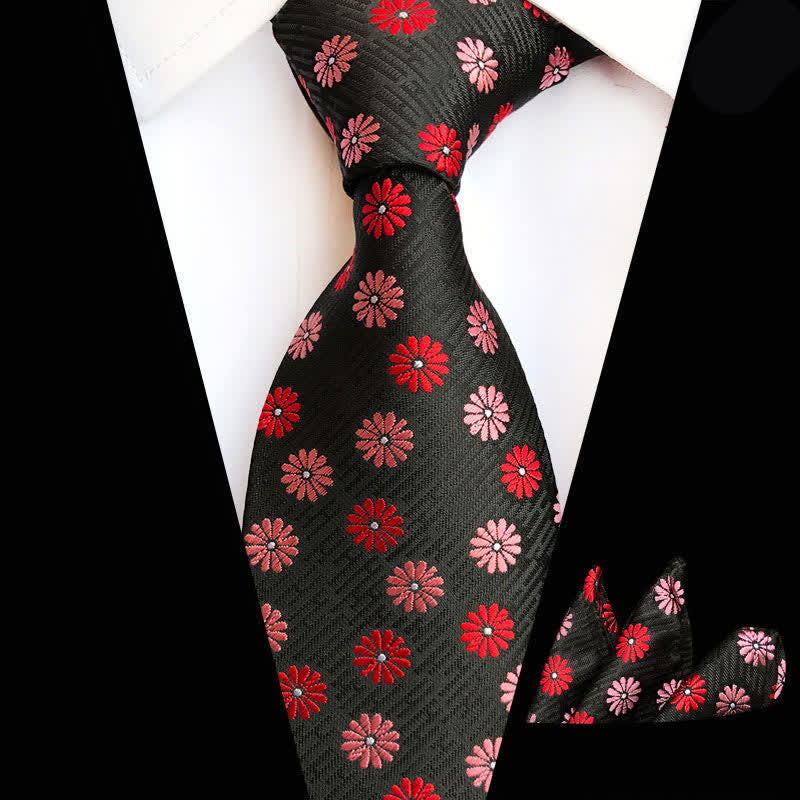2Pcs Men's Daisies Floral Necktie Set - Image 2