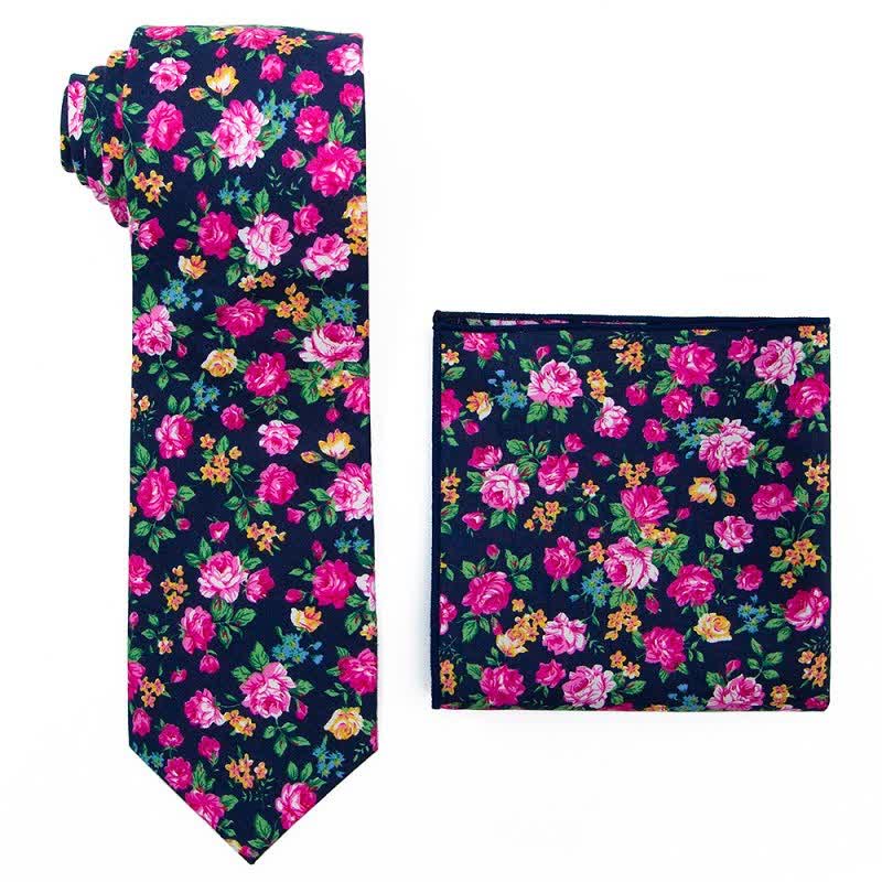2Pcs Men's Daisy Rose Floral Necktie Set - Image 2
